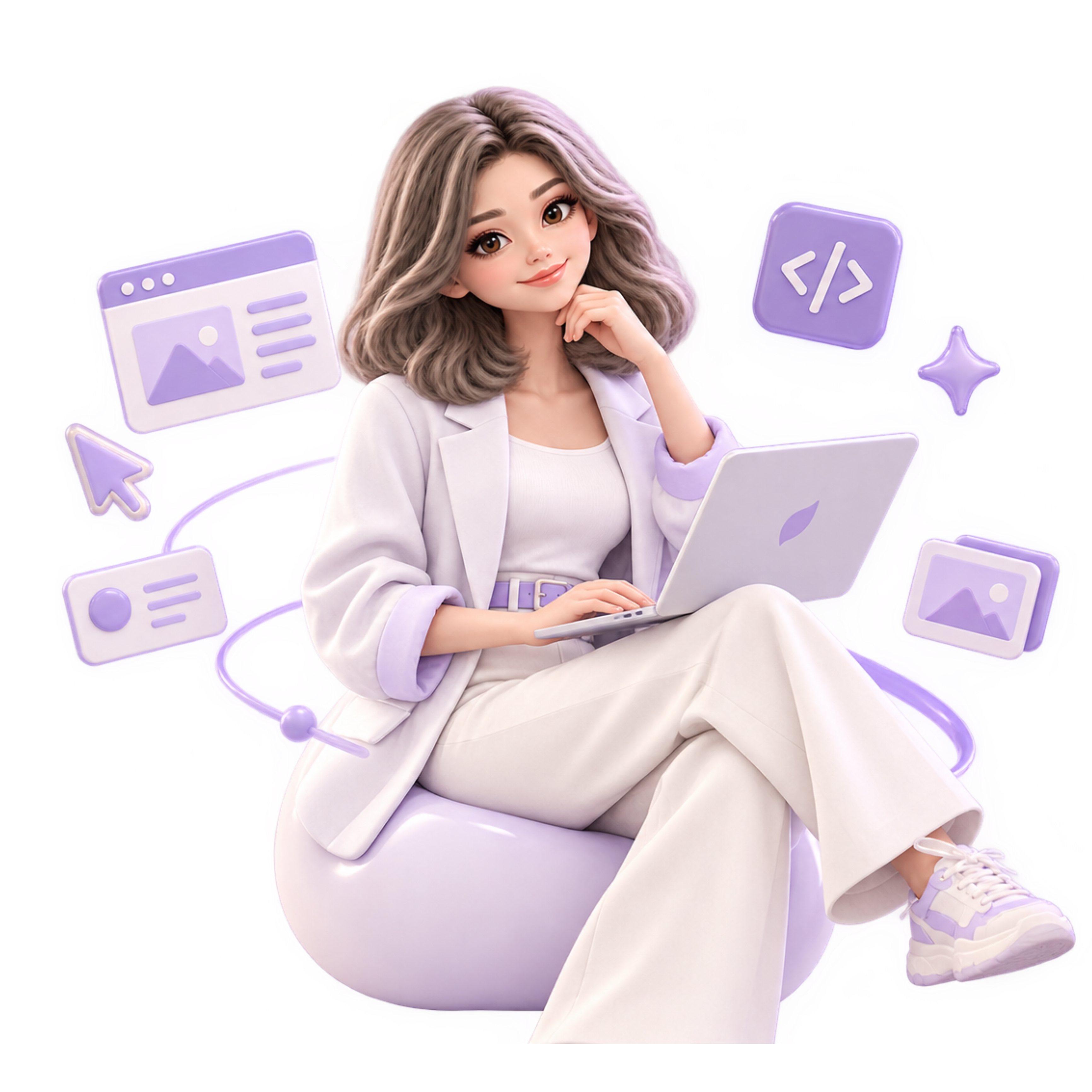 کاراکتر VELA در حال طراحی وب‌سایت